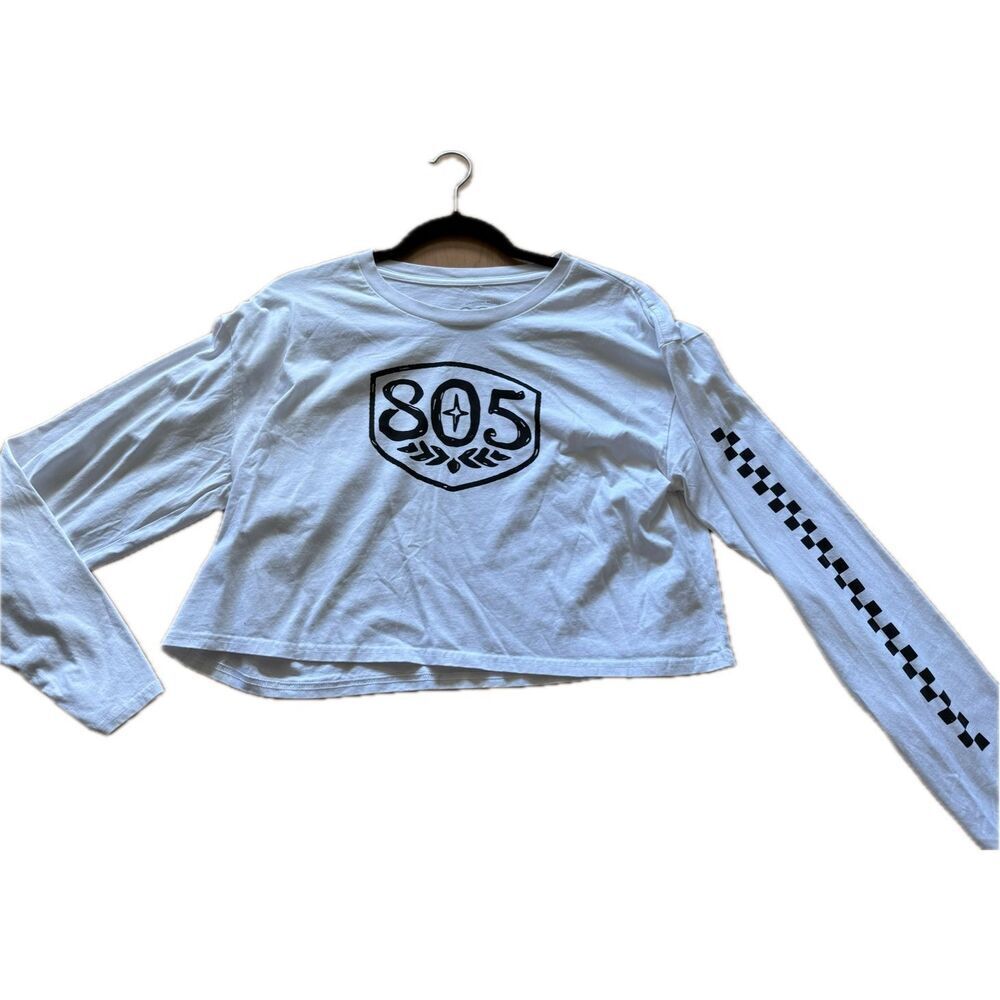 Firestone Walker 805 Women’s Long Sleeve White Cropped 100% Cotton T-Shirt Size